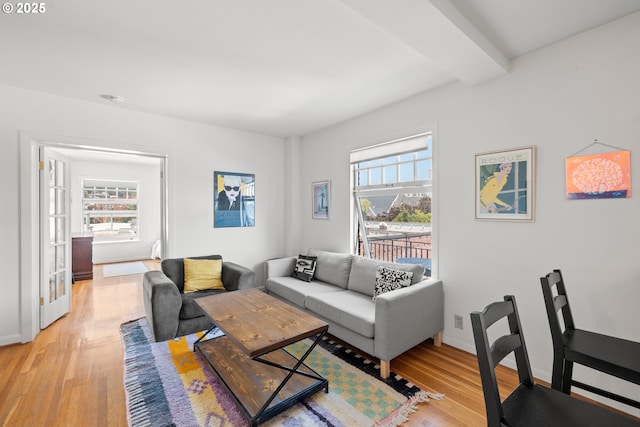 living room featuring light hardwood / wood-style flooring