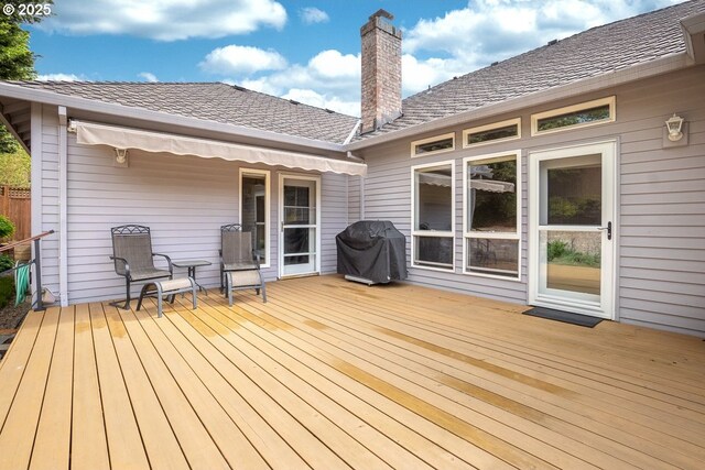 deck with a grill