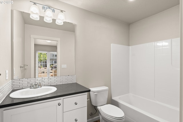 11469 SW Mont Blanc St, Wilsonville, OR 97070 - bathroom with vanity, tasteful backsplash, and shower / tub combination