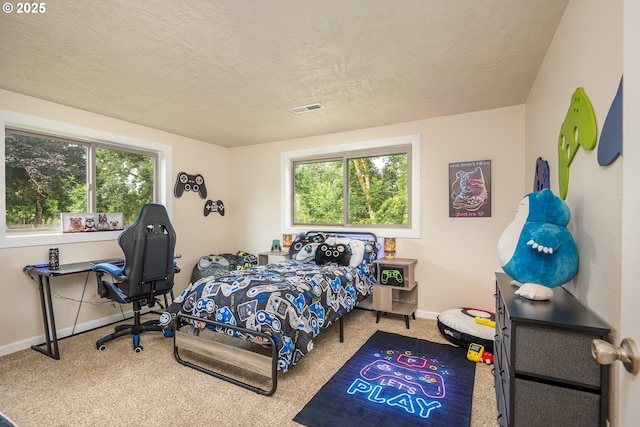 1193 Cedar Pl, Creswell, OR 97426 - bedroom featuring carpet floors, multiple windows, and a textured ceiling