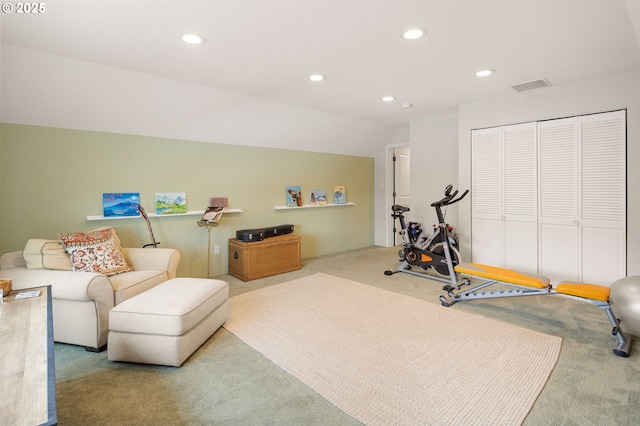 1190 Hazelnut Ct, Creswell, OR 97426 - workout area featuring carpet flooring and recessed lighting