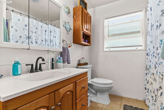 1483 5th St, Springfield, OR 97477 - full bathroom with vanity, tile patterned flooring, and a shower with shower curtain