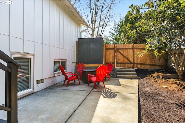 view of patio featuring a fenced backyard