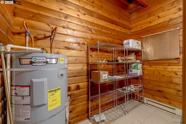 22190 E Lolo Pass Rd, Rhododendron, OR 97049 - utility room featuring strapped water heater and a baseboard radiator
