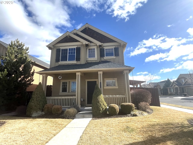 craftsman-style home with a porch and board and batten siding