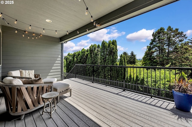 deck with an outdoor living space