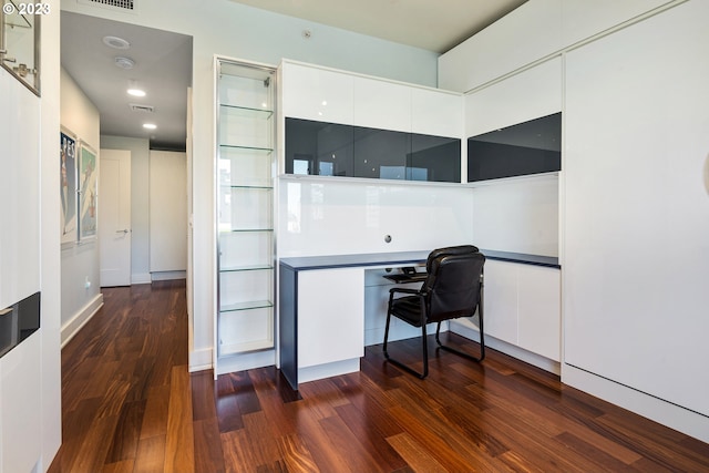 office with visible vents and dark wood-type flooring