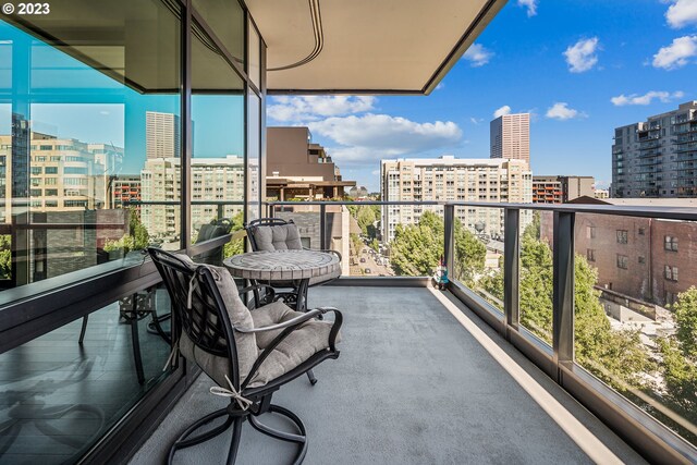 balcony with a city view