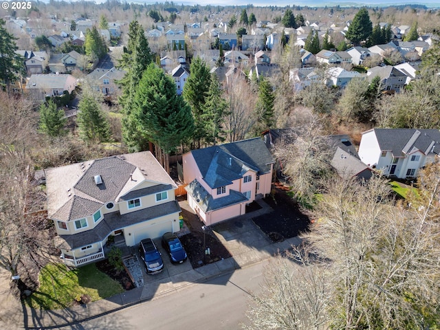 aerial view with a residential view