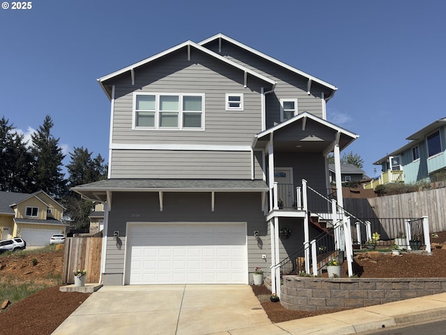 1516 Samuel Dr, Cottage Grove, OR 97424 - view of front of house with a garage, fence, and concrete driveway