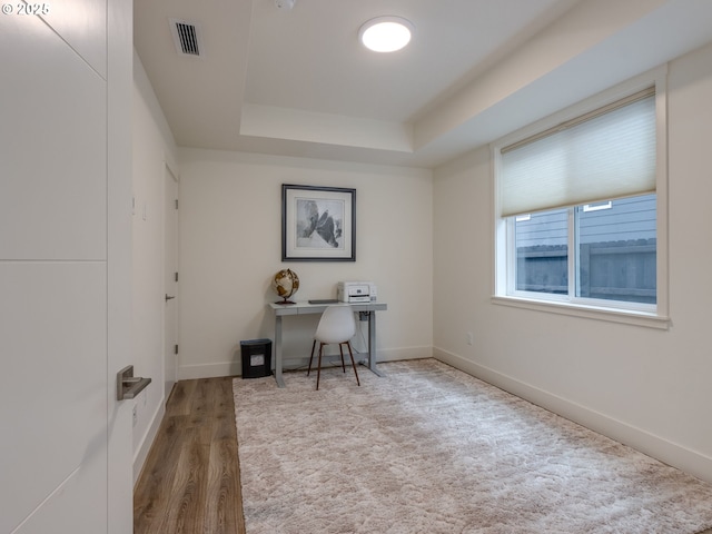 292 W Maple St, Washougal, WA 98671 - office space featuring a raised ceiling, wood finished floors, and baseboards