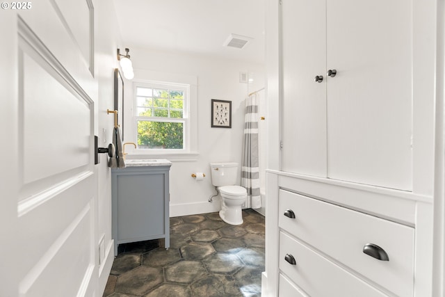 7985 SW Maple Dr, Portland, OR 97225 - full bathroom featuring toilet, baseboards, visible vents, vanity, and shower / bath combo