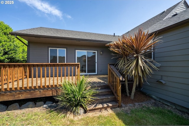 512 Evergreen Dr, Tillamook, OR 97141 - rear view of property with a wooden deck and roof with shingles