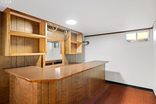 17753 Powers Creek Loop Rd, Silverton, OR 97381 - indoor dry bar featuring brick patterned flooring and baseboards