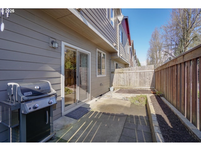 view of patio / terrace with a fenced backyard and grilling area