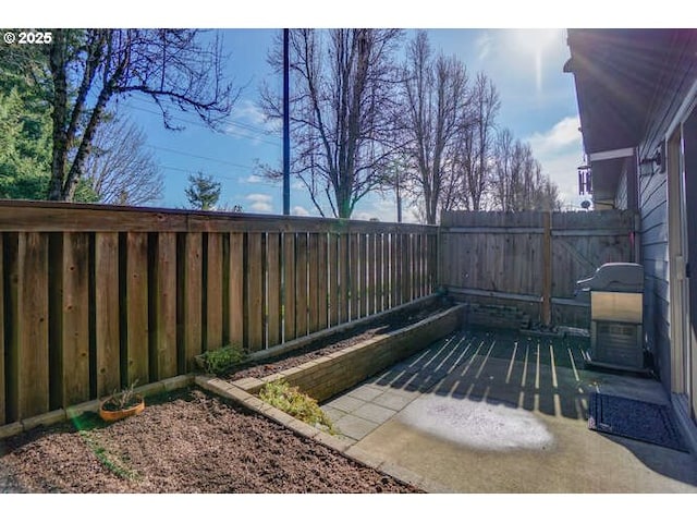 view of patio with a fenced backyard and grilling area