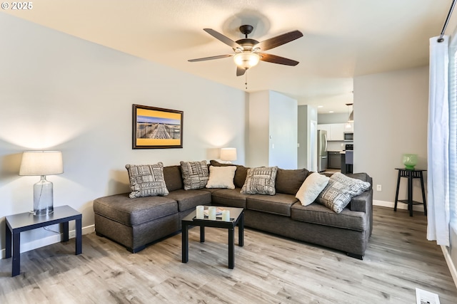 1219 34th Pl, Forest Grove, OR 97116 - living room featuring light wood-style floors and ceiling fan