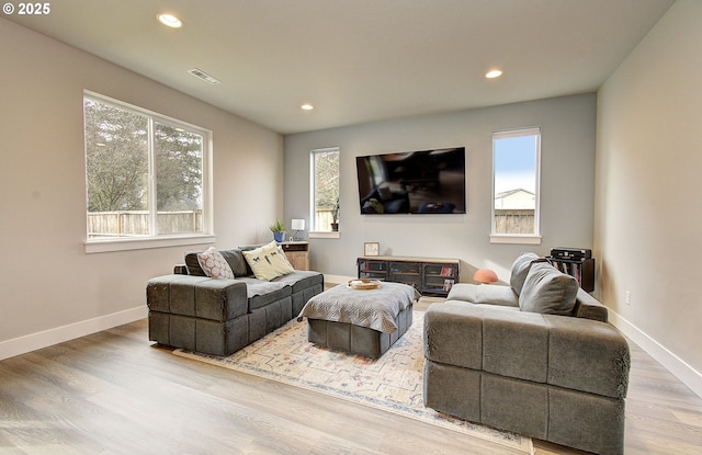 living room featuring light hardwood / wood-style flooring