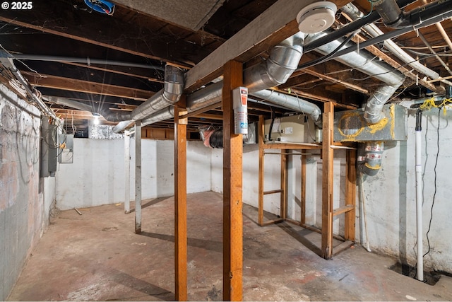 view of unfinished basement