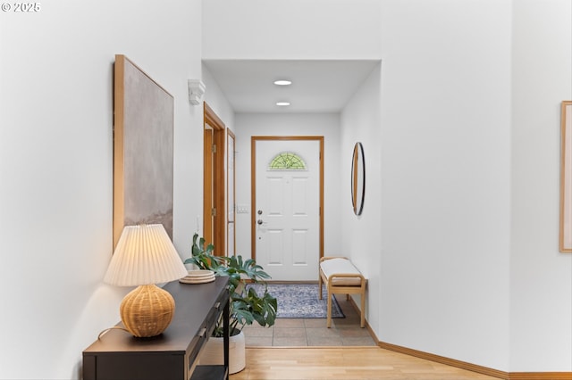 1281 NE Zachary St, Hillsboro, OR 97124 - entryway with light wood-style floors, recessed lighting, and baseboards