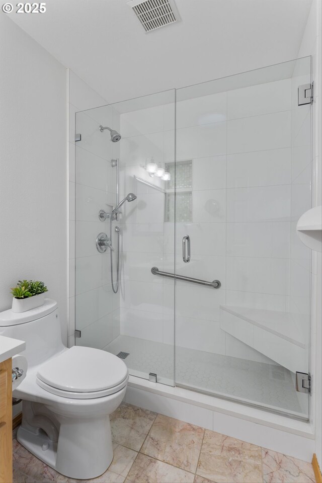 1281 NE Zachary St, Hillsboro, OR 97124 - full bathroom featuring toilet, a stall shower, and vanity