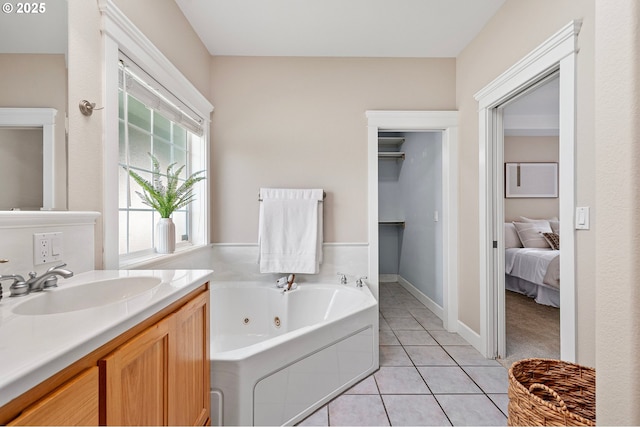 3301 Parker Ln, Springfield, OR 97477 - bathroom featuring a whirlpool tub, tile patterned floors, vanity, and connected bathroom