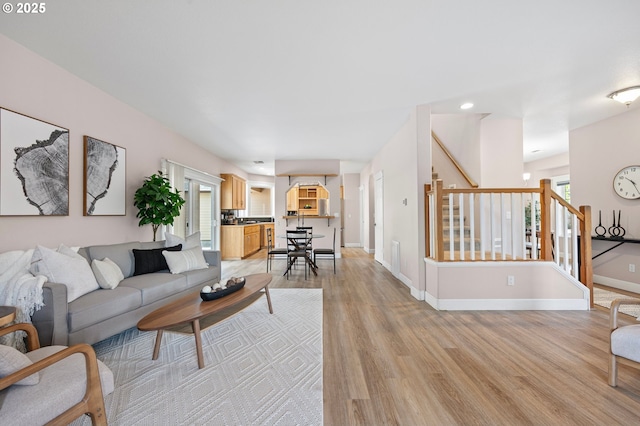 3301 Parker Ln, Springfield, OR 97477 - living area featuring light wood finished floors and stairway