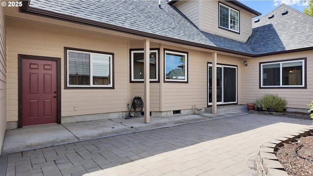 3301 Parker Ln, Springfield, OR 97477 - back of property featuring a shingled roof and a patio area