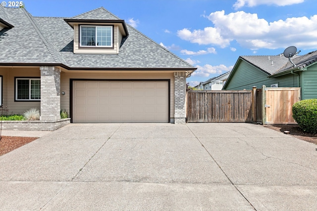 3301 Parker Ln, Springfield, OR 97477 - view of side of home with brick siding, a shingled roof, driveway, and a garage
