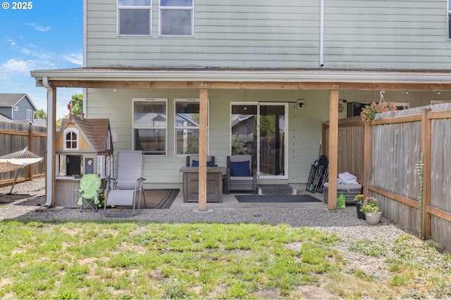 4118/4120 S E St, Springfield, OR 97478 - rear view of property featuring a patio and a fenced backyard