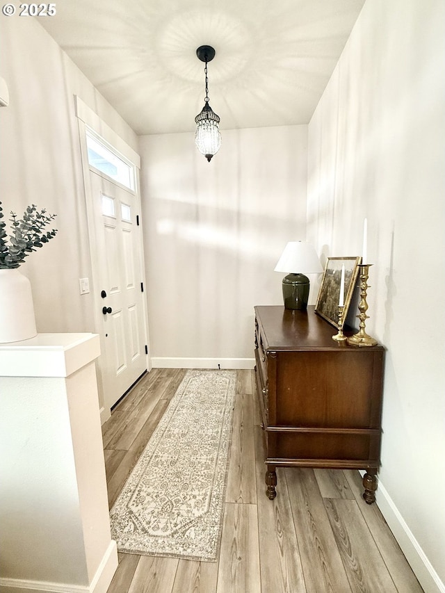 doorway featuring light wood-type flooring