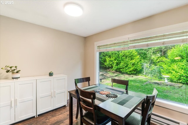 6926 SE Deardorff Rd, Portland, OR 97236 - dining area featuring dark wood-style flooring and a baseboard radiator