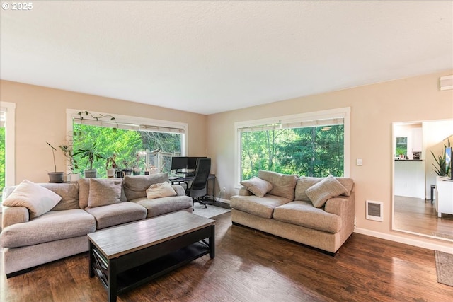 6926 SE Deardorff Rd, Portland, OR 97236 - living room with a desk, dark wood-style floors, and baseboards