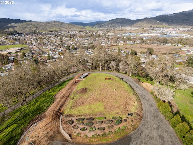 aerial view with a mountain view