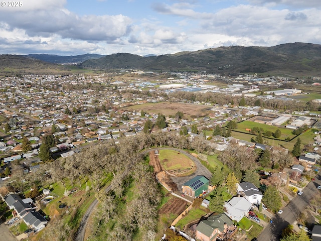 bird's eye view featuring a residential view and a mountain view