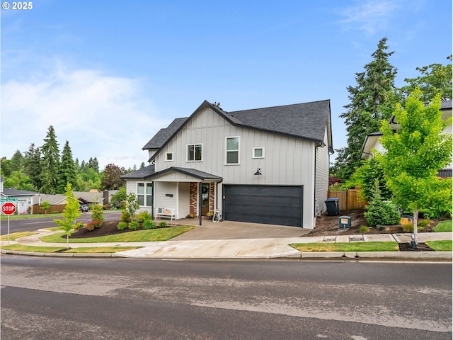 3595 Balm St S, Salem, OR 97302 - modern farmhouse style home with board and batten siding, roof with shingles, driveway, and a garage