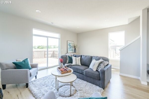 living room featuring light hardwood / wood-style flooring