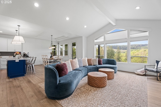 50322 Briarwood Ct, Scappoose, OR 97056 - living area with light wood-type flooring and recessed lighting