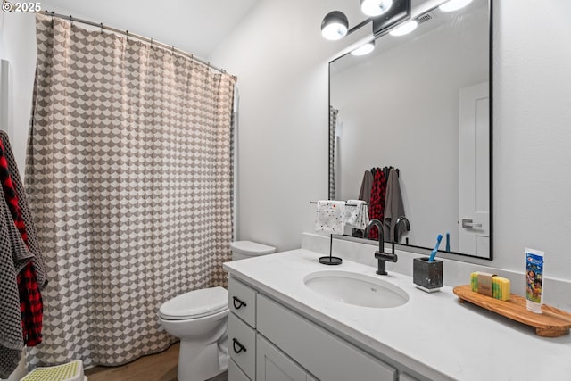50322 Briarwood Ct, Scappoose, OR 97056 - full bath with vanity, wood finished floors, and curtained shower