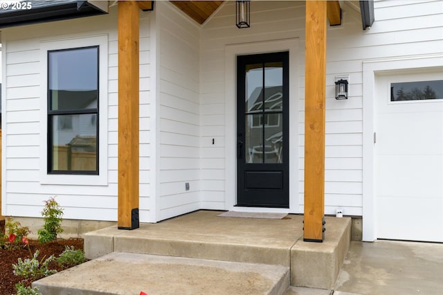 entrance to property with a garage