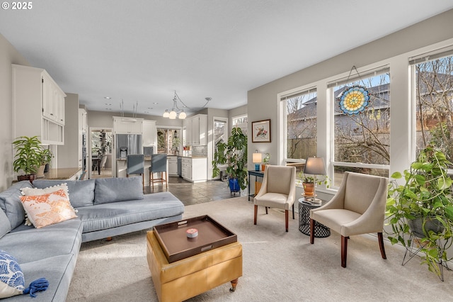 living room featuring carpet flooring