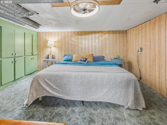 1749 NE 19th St, Lincoln City, OR 97367 - bedroom with carpet flooring and wood walls