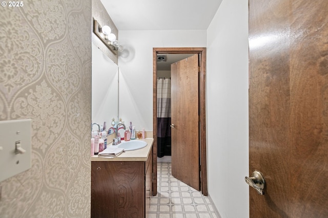 bathroom featuring vanity and tile patterned floors