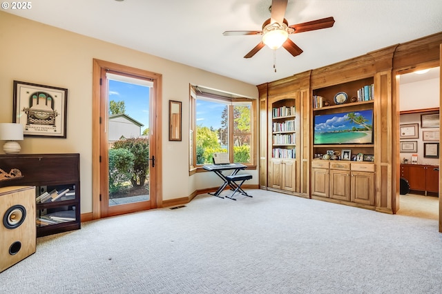 1209 NW 80th St, Vancouver, WA 98665 - sitting room featuring carpet floors, a ceiling fan, and baseboards