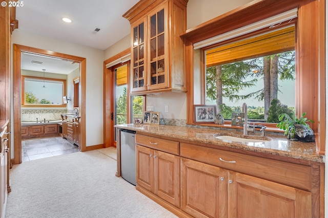 1209 NW 80th St, Vancouver, WA 98665 - kitchen featuring a sink, healthy amount of natural light, light stone counters, and recessed lighting