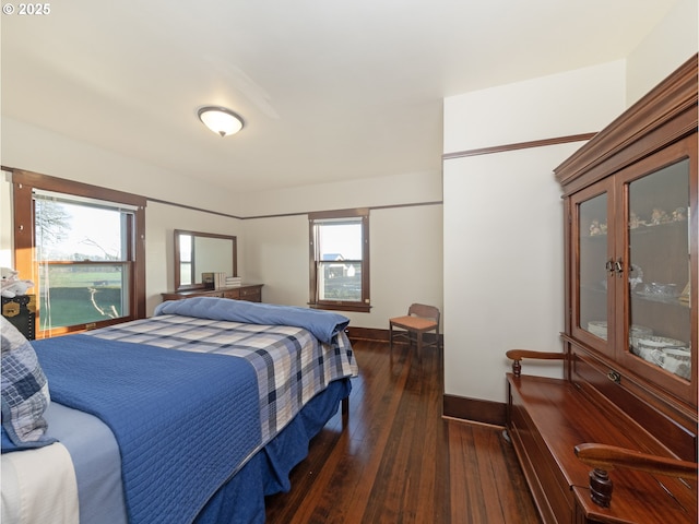 bedroom featuring dark wood-type flooring