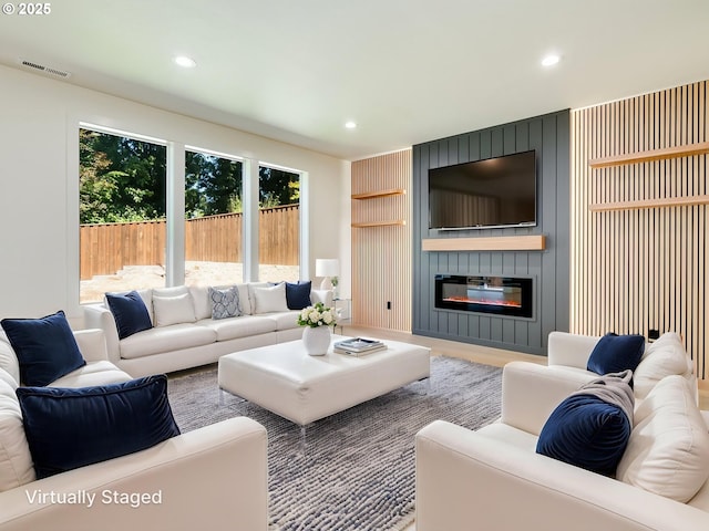 5412 NE 111th St, Vancouver, WA 98686 - living room featuring recessed lighting and a large fireplace