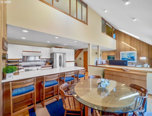 2036 NE Lagoon Ln, Lincoln City, OR 97367 - dining room with recessed lighting and wooden walls