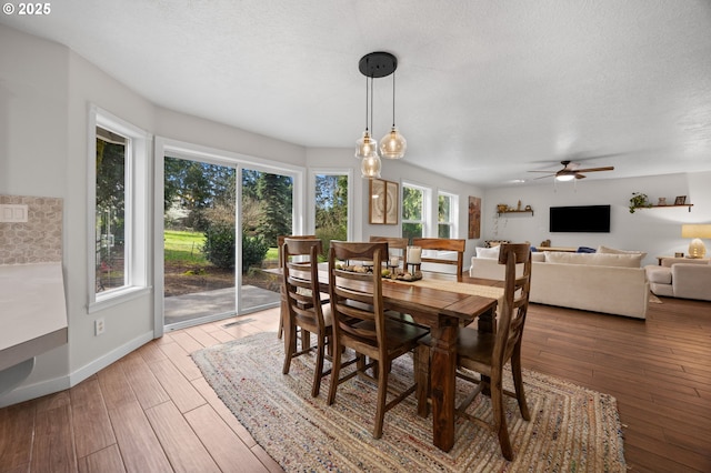 9435 SE 282nd Ave, Boring, OR 97009 - dining space with ceiling fan, hardwood / wood-style flooring, and a textured ceiling