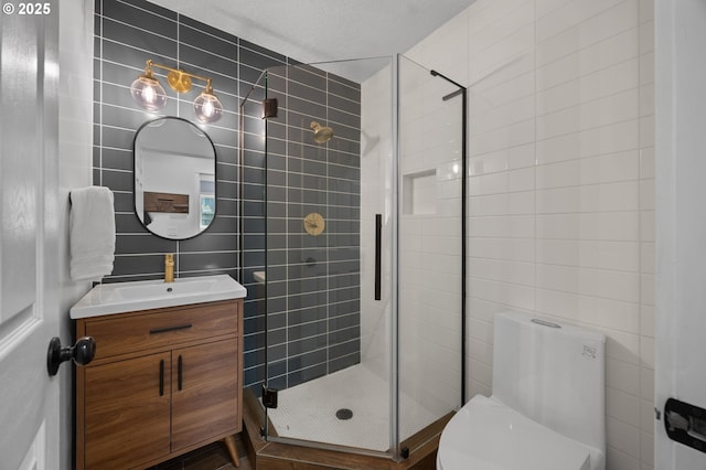 9435 SE 282nd Ave, Boring, OR 97009 - full bathroom featuring tile walls, vanity, and a shower stall